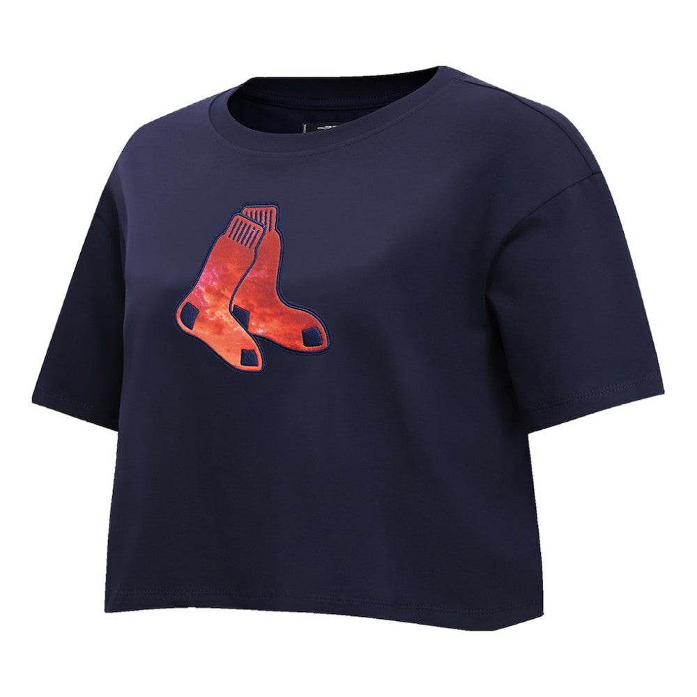 Boston Red Sox Pro Standard Women's Painted Sky Boxy Cropped T-Shirt Sale