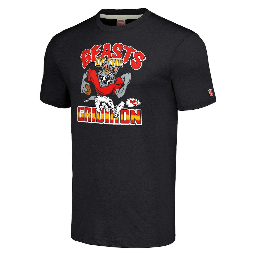 Kansas City Chiefs Homage Unisex Monsters of the Gridiron Halloween Tri-Blend T-Shirt - Charcoal - NFL