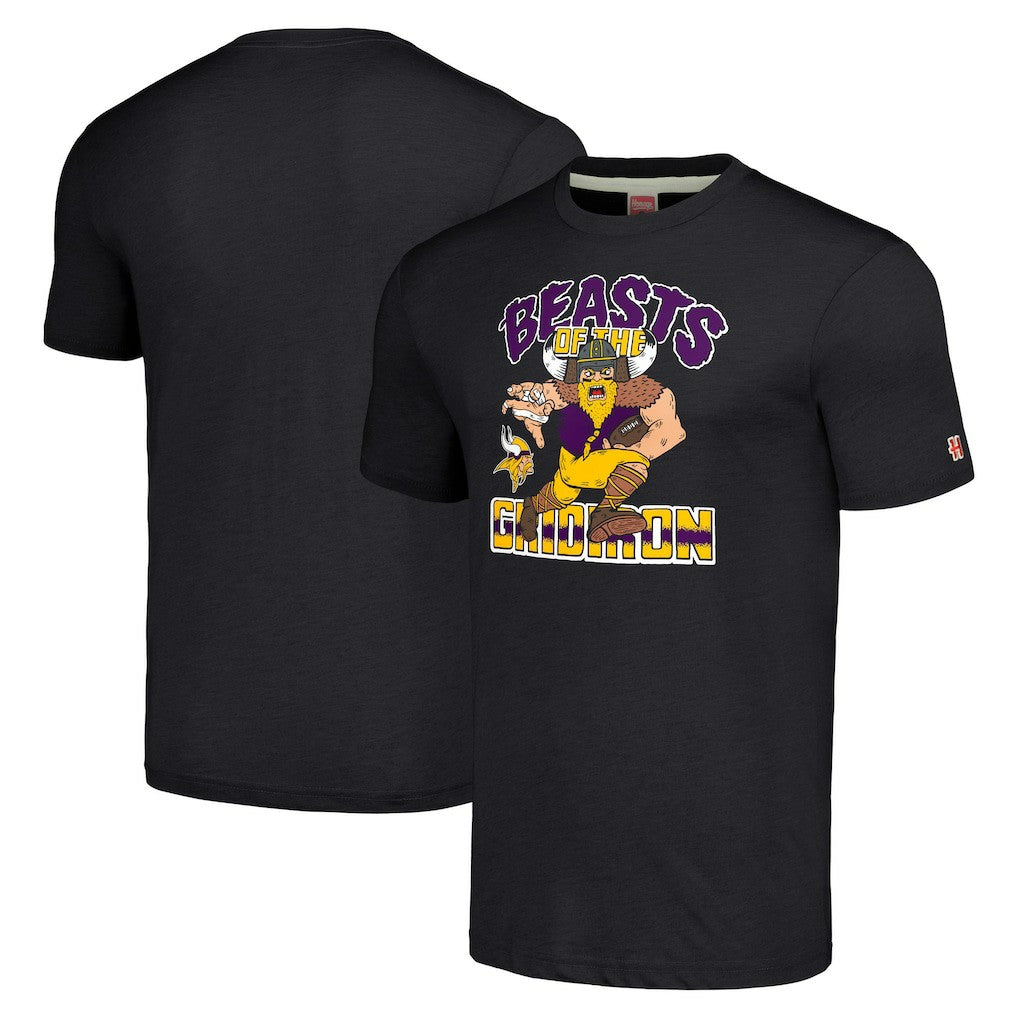 Minnesota Vikings Homage Unisex Monsters of the Gridiron Halloween Tri-Blend T-Shirt - Charcoal - NFL