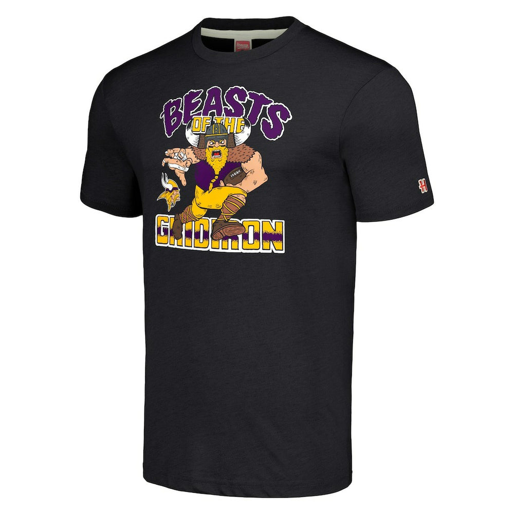 Minnesota Vikings Homage Unisex Monsters of the Gridiron Halloween Tri-Blend T-Shirt - Charcoal - NFL