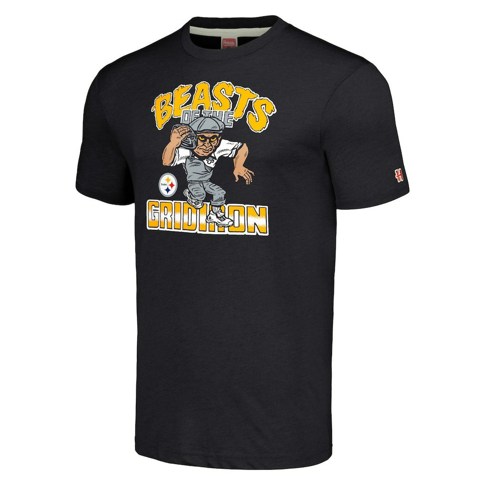 Pittsburgh Steelers Homage Unisex Monsters of the Gridiron Halloween Tri-Blend T-Shirt - Charcoal - NFL