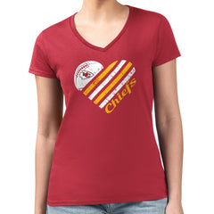Kansas City Chiefs G-III 4Her by Carl Banks Women's Super-Slim Fit Lightweight Heart Graphic V-Neck T-Shirt - Red - NFL