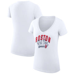 Boston Red Sox G-III 4Her by Carl Banks Women's Super-Slim Fit Lightweight Filigree Team V-Neck T-Shirt Online
