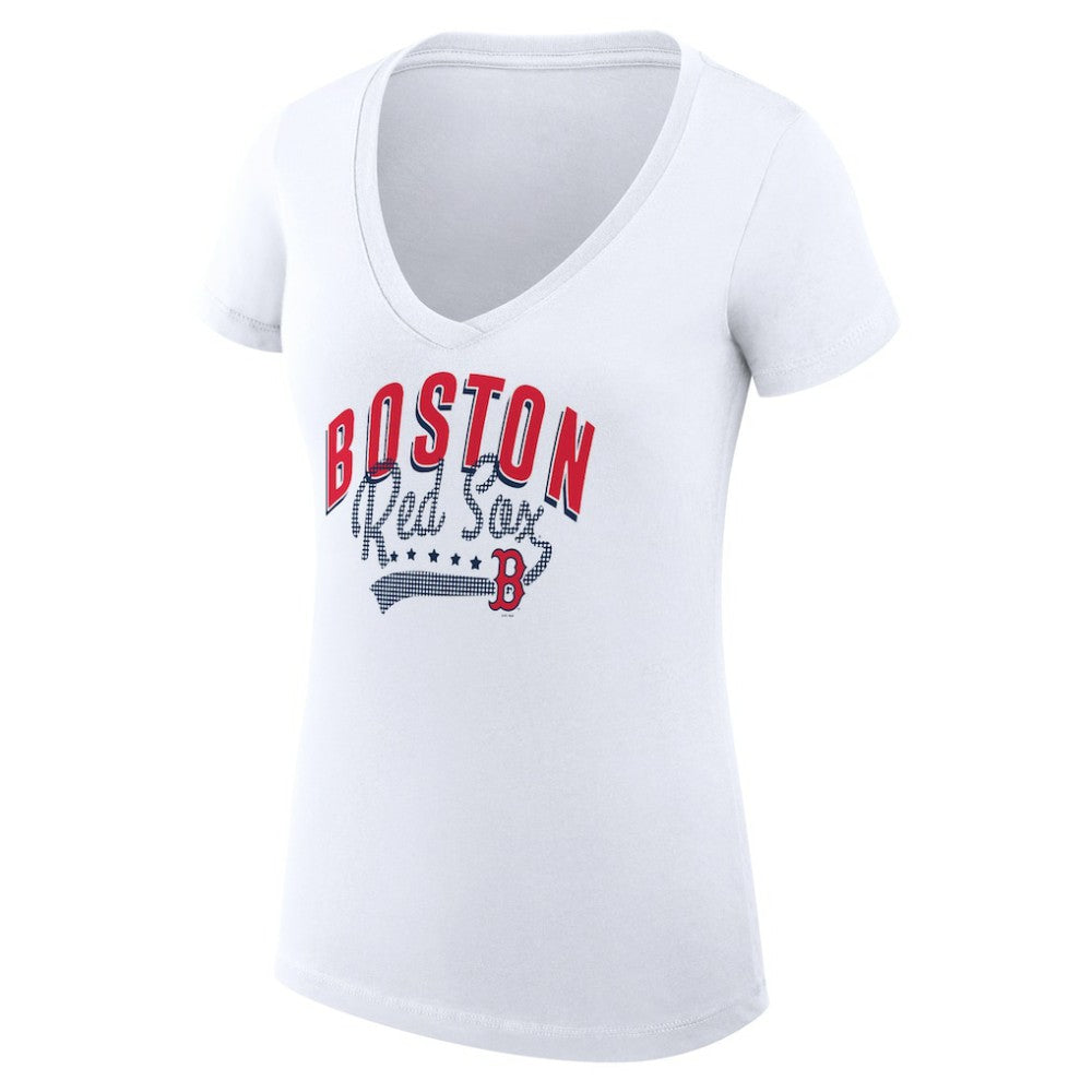 Boston Red Sox G-III 4Her by Carl Banks Women's Super-Slim Fit Lightweight Filigree Team V-Neck T-Shirt Online