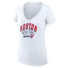 Boston Red Sox G-III 4Her by Carl Banks Women's Super-Slim Fit Lightweight Filigree Team V-Neck T-Shirt Online