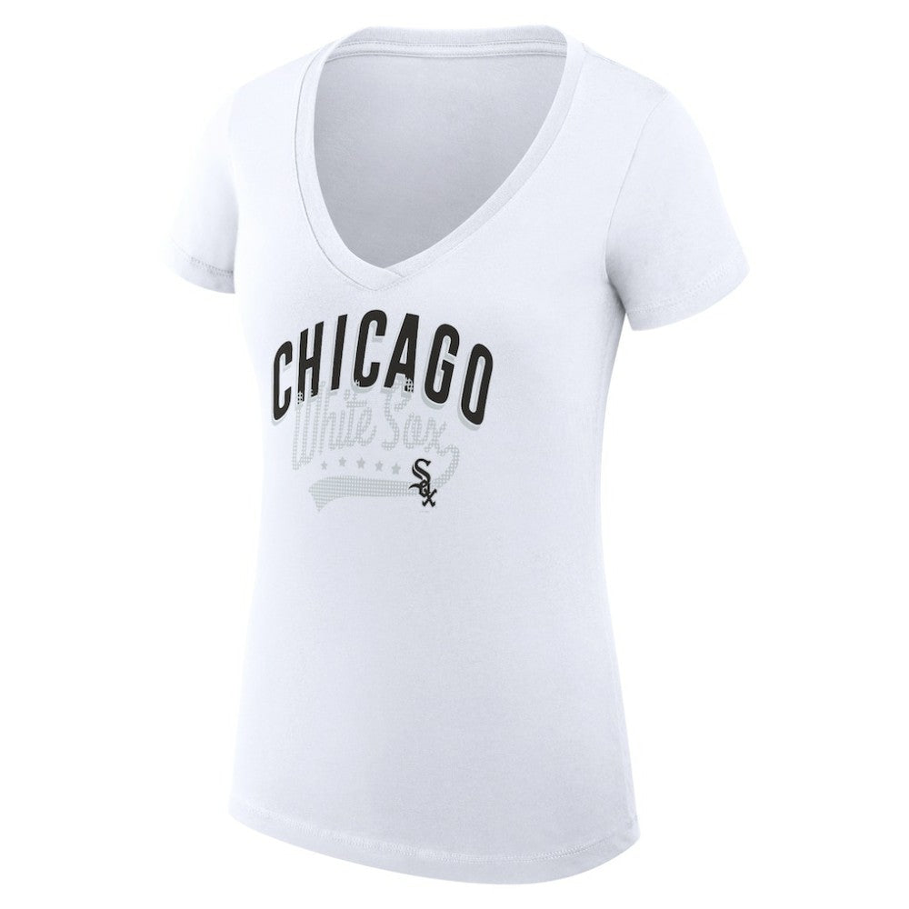 Chicago White Sox G-III 4Her by Carl Banks Women's Super-Slim Fit Lightweight Filigree Team V-Neck T-Shirt Sale