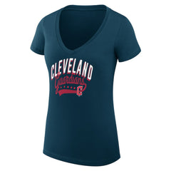 Cleveland Guardians G-III 4Her by Carl Banks Women's Super-Slim Fit Lightweight Filigree Team V-Neck T-Shirt Sale