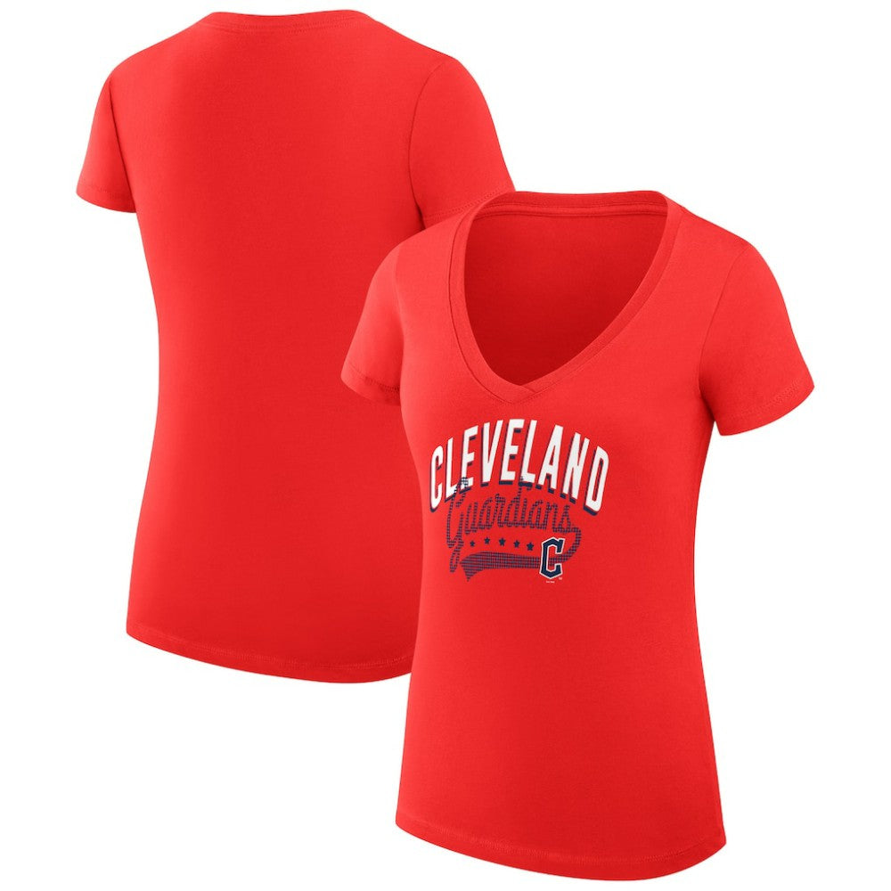 Cleveland Guardians G-III 4Her by Carl Banks Women's Super-Slim Fit Lightweight Filigree Team V-Neck T-Shirt Online