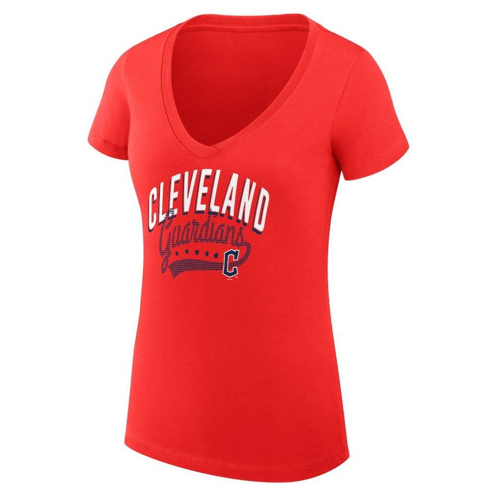 Cleveland Guardians G-III 4Her by Carl Banks Women's Super-Slim Fit Lightweight Filigree Team V-Neck T-Shirt Online