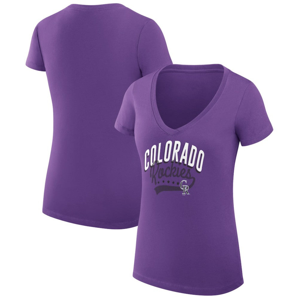 Colorado Rockies G-III 4Her by Carl Banks Women's Super-Slim Fit Lightweight Filigree Team V-Neck T-Shirt Online