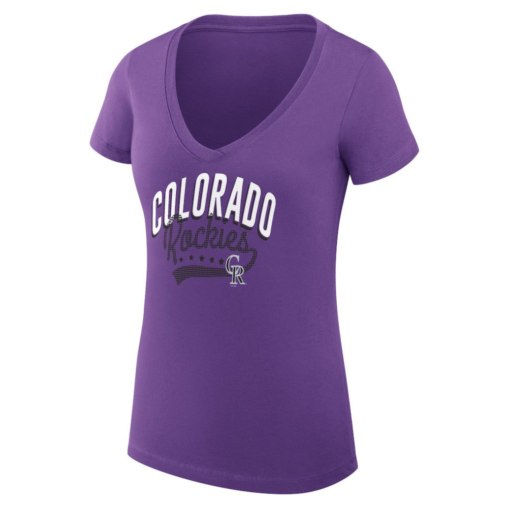 Colorado Rockies G-III 4Her by Carl Banks Women's Super-Slim Fit Lightweight Filigree Team V-Neck T-Shirt Online