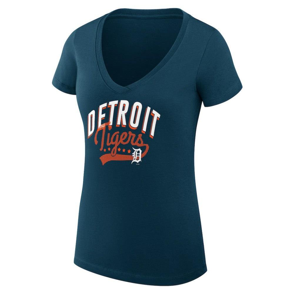 Detroit Tigers G-III 4Her by Carl Banks Women's Super-Slim Fit Lightweight Filigree Team V-Neck T-Shirt Near Me