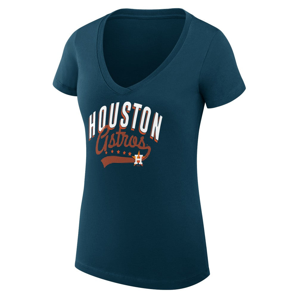 Houston Astros G-III 4Her by Carl Banks Women's Super-Slim Fit Lightweight Filigree Team V-Neck T-Shirt Near Me