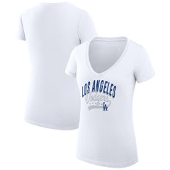 Los Angeles Dodgers G-III 4Her by Carl Banks Women's Super-Slim Fit Lightweight Filigree Team V-Neck T-Shirt Online