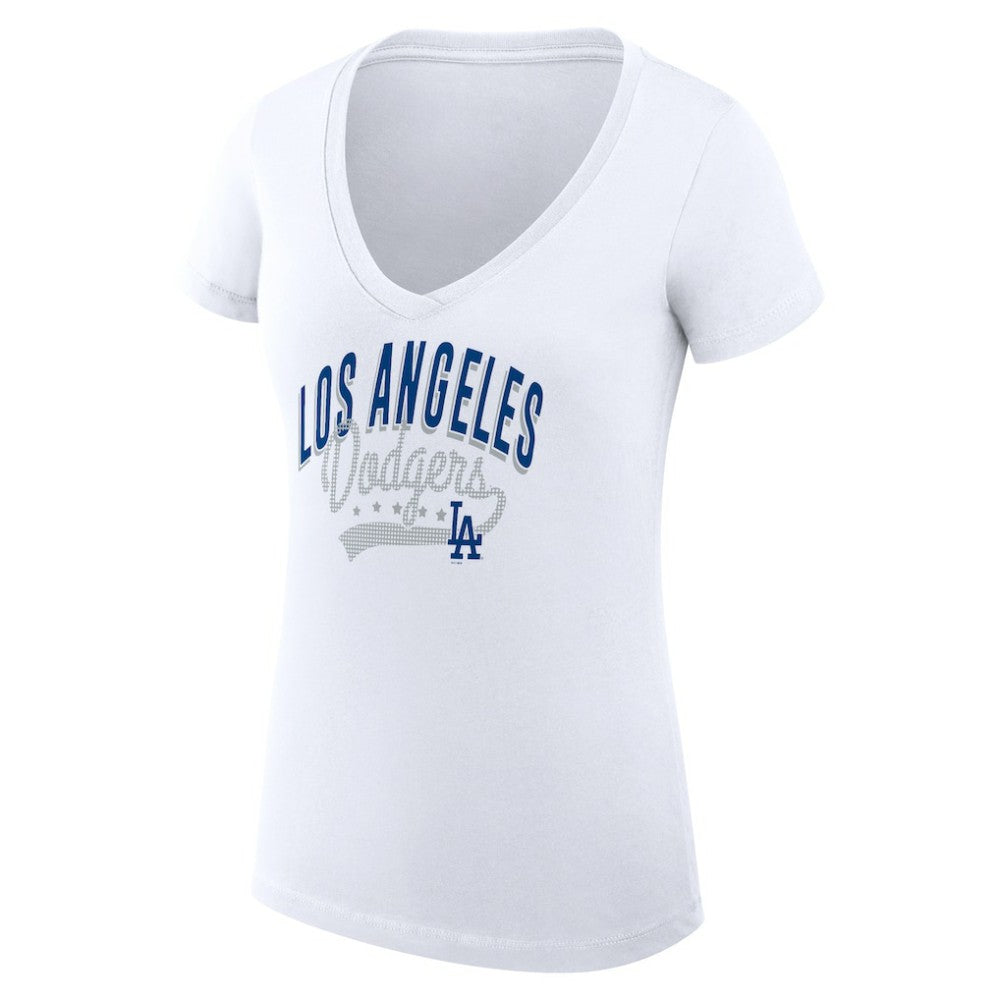 Los Angeles Dodgers G-III 4Her by Carl Banks Women's Super-Slim Fit Lightweight Filigree Team V-Neck T-Shirt Online