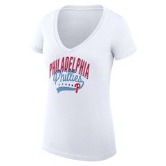 Philadelphia Phillies G-III 4Her by Carl Banks Women's Super-Slim Fit Lightweight Filigree Team V-Neck T-Shirt for sale
