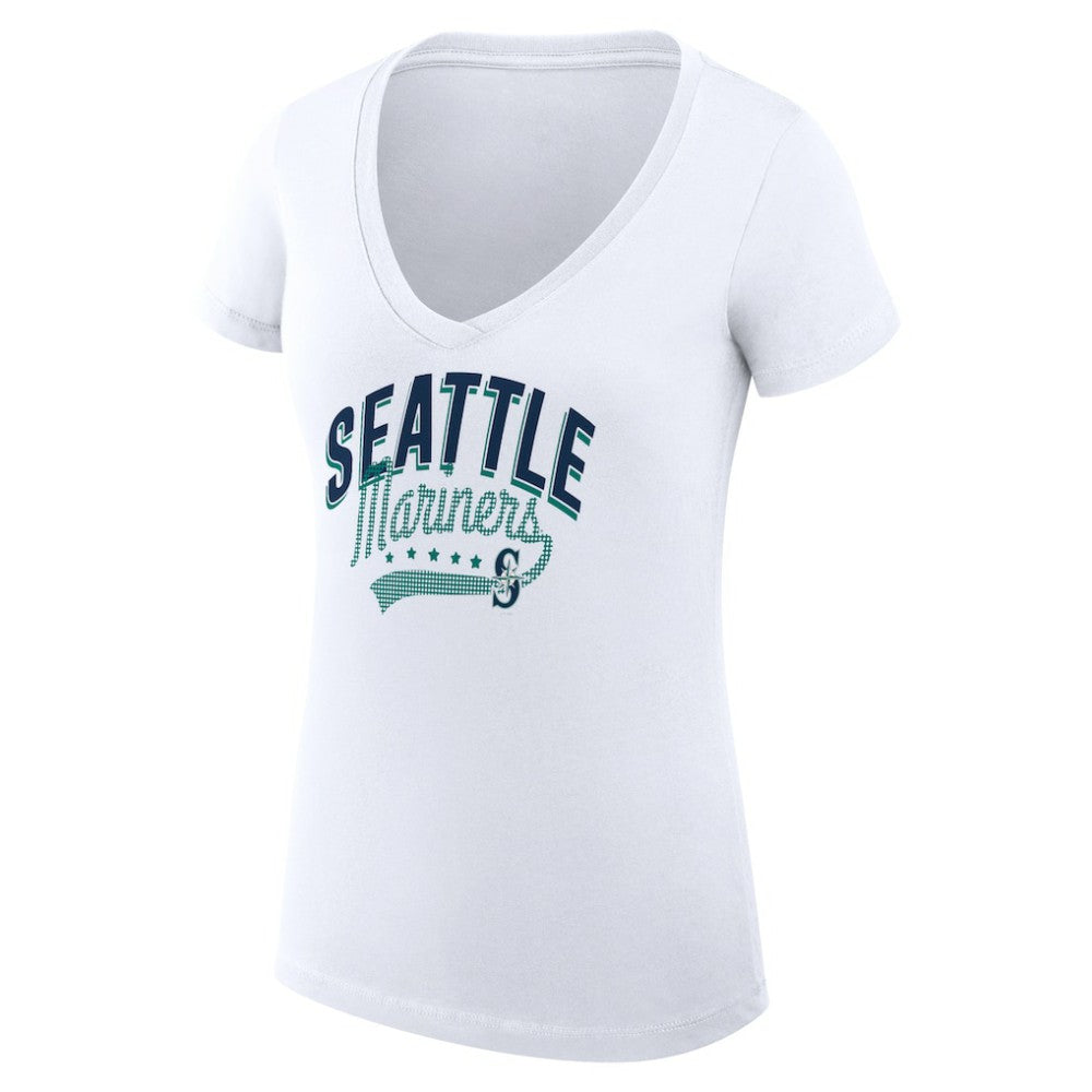 Seattle Mariners G-III 4Her by Carl Banks Women's Super-Slim Fit Lightweight Filigree Team V-Neck T-Shirt Sale