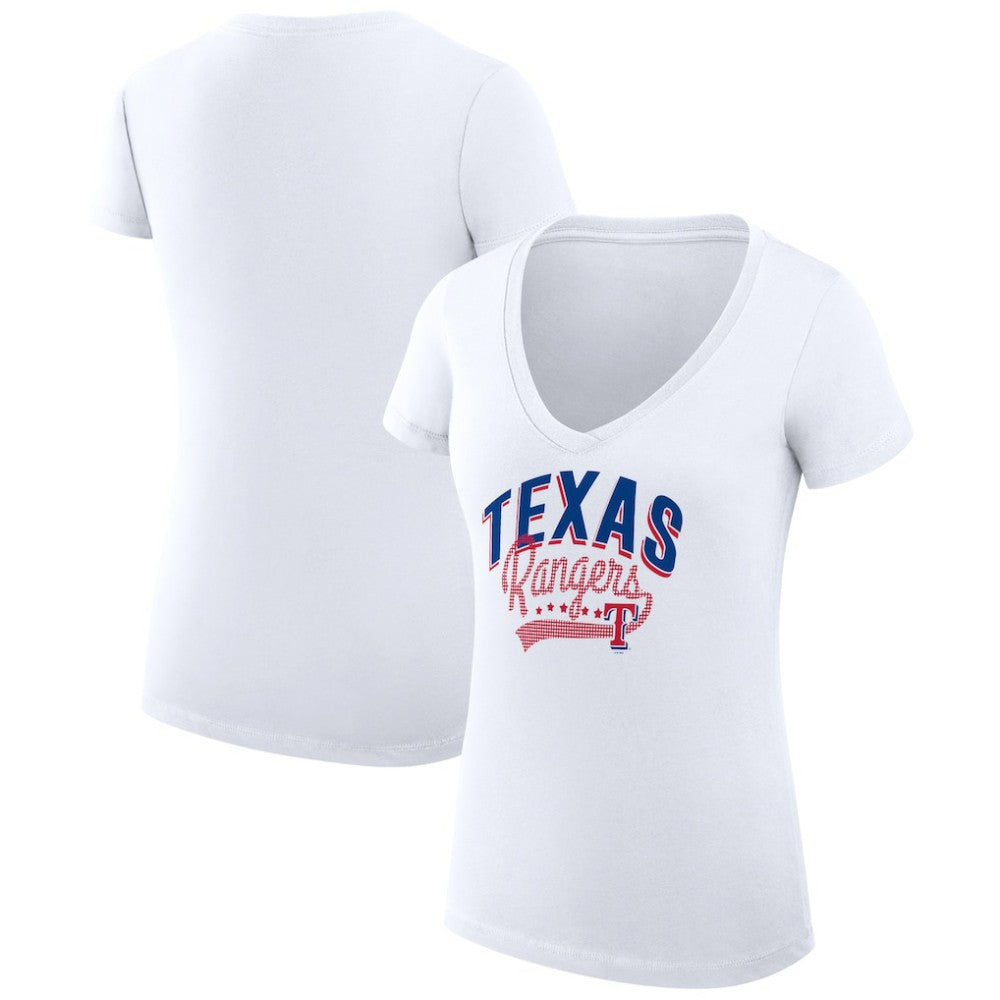 Texas Rangers G-III 4Her by Carl Banks Women's Super-Slim Fit Lightweight Filigree Team V-Neck T-Shirt Outlet
