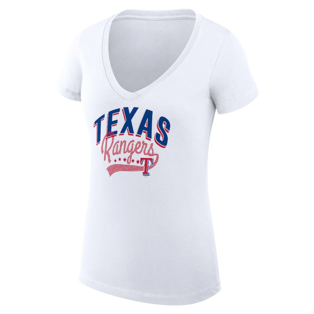 Texas Rangers G-III 4Her by Carl Banks Women's Super-Slim Fit Lightweight Filigree Team V-Neck T-Shirt Outlet