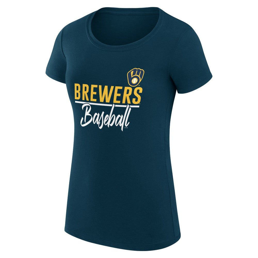 Milwaukee Brewers G-III 4Her by Carl Banks Women's Super-Slim Fit Lightweight Team Graphic T-Shirt Outlet