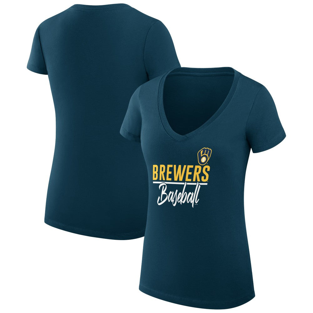 Milwaukee Brewers G-III 4Her by Carl Banks Women's Super-Slim Fit Lightweight Team Graphic V-Neck T-Shirt Near Me