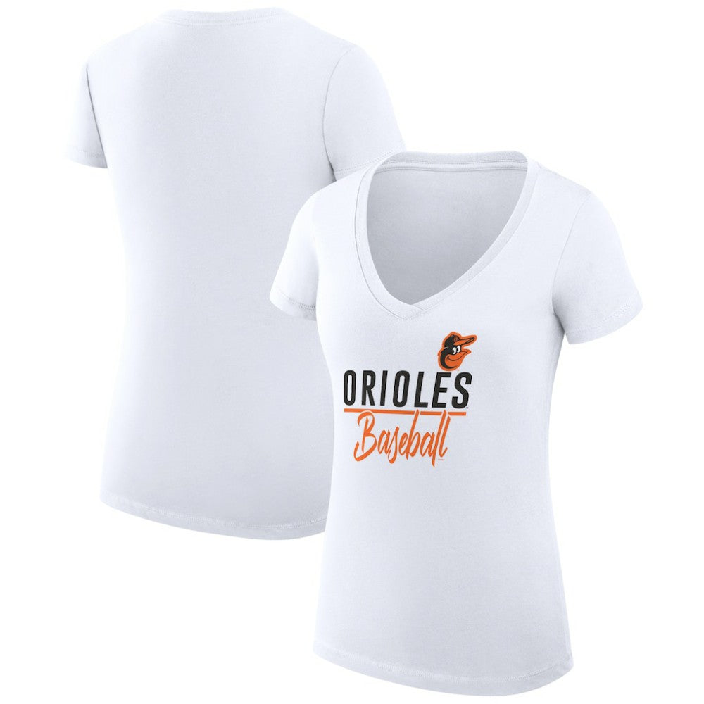 Baltimore Orioles G-III 4Her by Carl Banks Women's Super-Slim Fit Lightweight Team Graphic V-Neck T-Shirt Sale