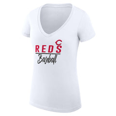 Cincinnati Reds G-III 4Her by Carl Banks Women's Super-Slim Fit Lightweight Team Graphic V-Neck T-Shirt for sale