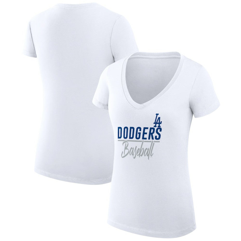 Los Angeles Dodgers G-III 4Her by Carl Banks Women's Super-Slim Fit Lightweight Team Graphic V-Neck T-Shirt Outlet
