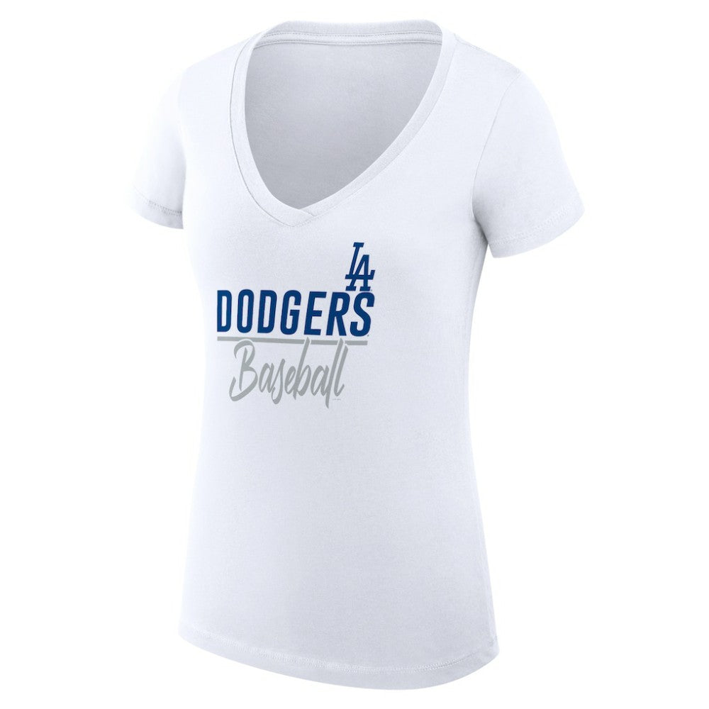 Los Angeles Dodgers G-III 4Her by Carl Banks Women's Super-Slim Fit Lightweight Team Graphic V-Neck T-Shirt Outlet