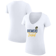 Milwaukee Brewers G-III 4Her by Carl Banks Women's Super-Slim Fit Lightweight Team Graphic V-Neck T-Shirt Near Me