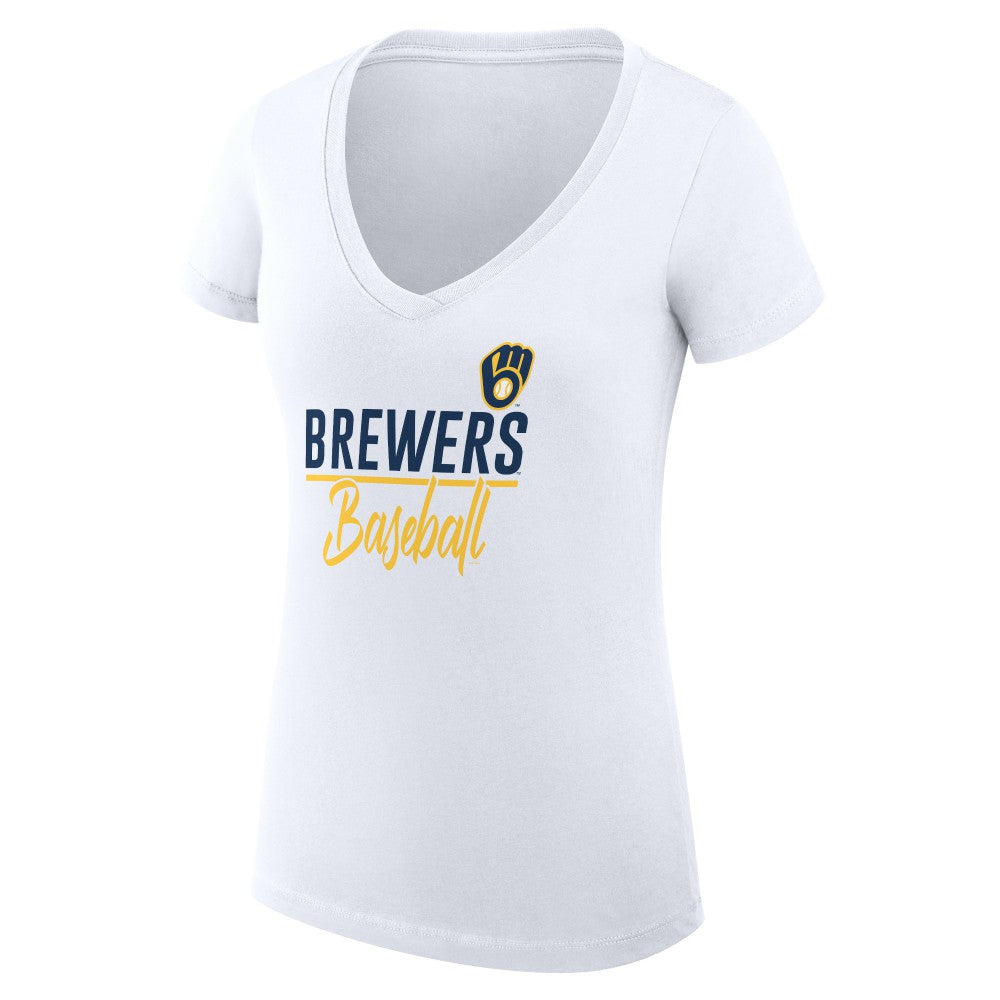 Milwaukee Brewers G-III 4Her by Carl Banks Women's Super-Slim Fit Lightweight Team Graphic V-Neck T-Shirt Near Me