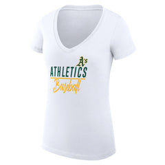 Athletics G-III 4Her by Carl Banks Women's Super-Slim Fit Lightweight Team Graphic V-Neck T-Shirt Sale