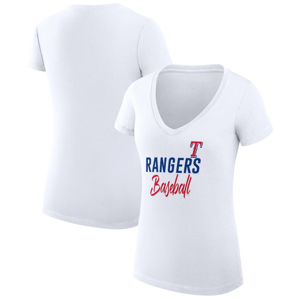 Texas Rangers G-III 4Her by Carl Banks Women's Super-Slim Fit Lightweight Team Graphic V-Neck T-Shirt Sale