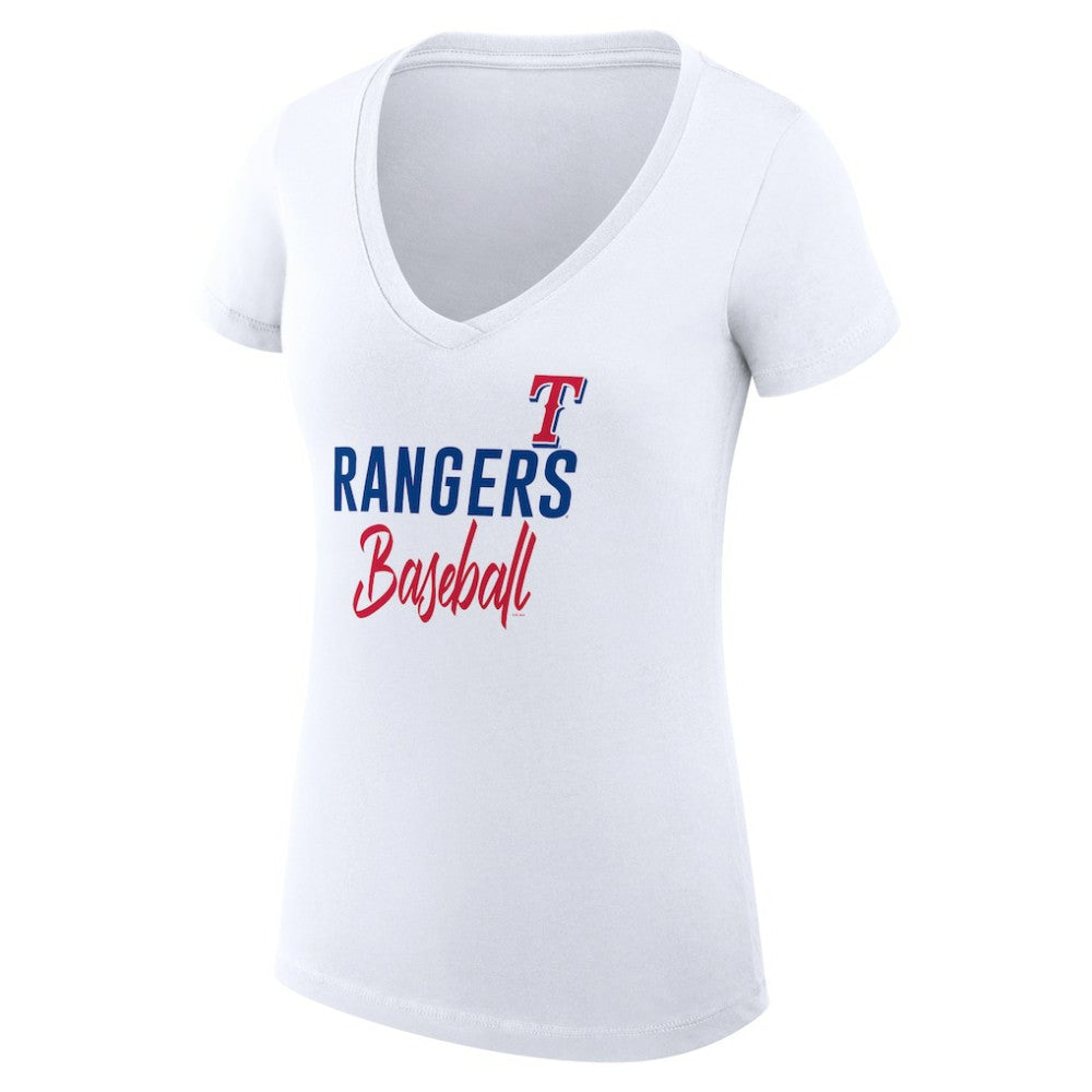 Texas Rangers G-III 4Her by Carl Banks Women's Super-Slim Fit Lightweight Team Graphic V-Neck T-Shirt Sale