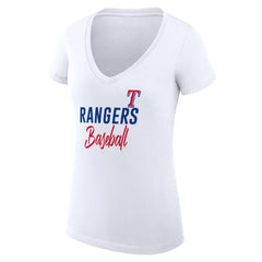 Texas Rangers G-III 4Her by Carl Banks Women's Super-Slim Fit Lightweight Team Graphic V-Neck T-Shirt Sale