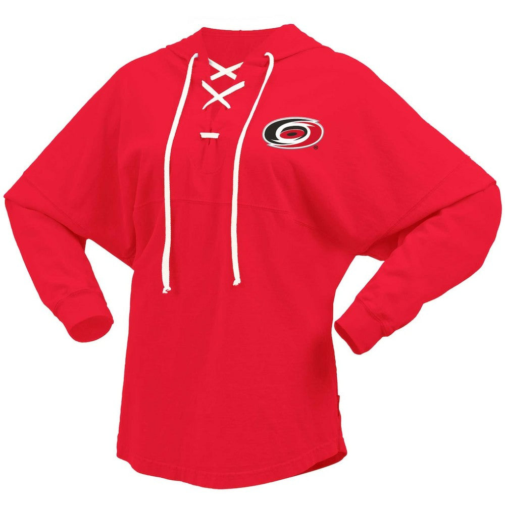 Carolina Hurricanes Fanatics Women's Jersey Lace-Up V-Neck Long Sleeve Hoodie T-Shirt - Red | Fanatics online
