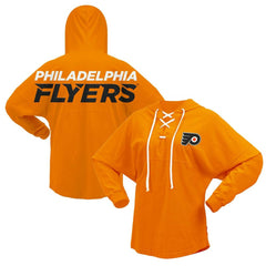 Philadelphia Flyers Fanatics Women's Jersey Lace-Up V-Neck Long Sleeve Hoodie T-Shirt - Orange | Fanatics online
