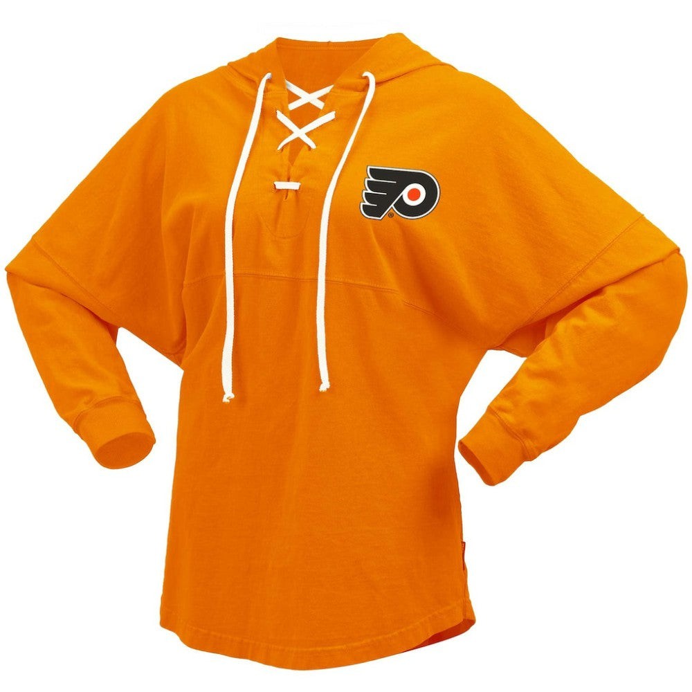 Philadelphia Flyers Fanatics Women's Jersey Lace-Up V-Neck Long Sleeve Hoodie T-Shirt - Orange | Fanatics online