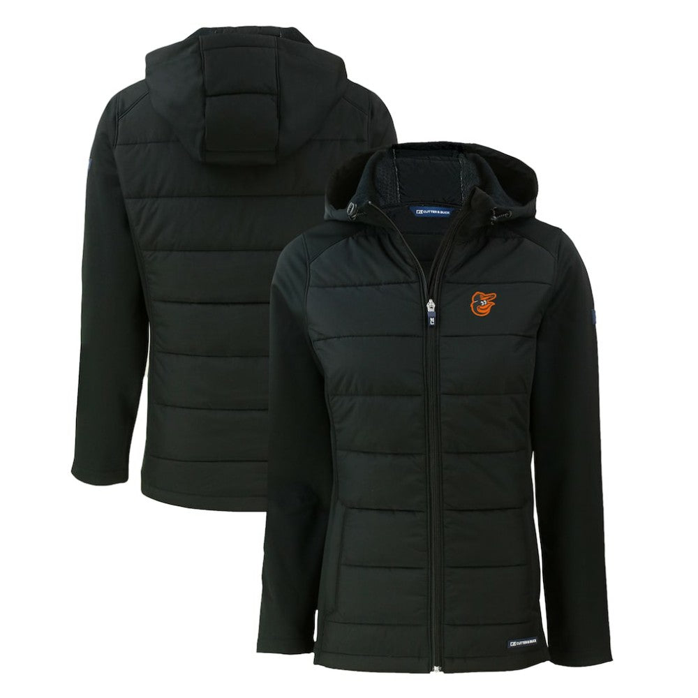 Baltimore Orioles Cutter & Buck Women's Evoke Hybrid Eco Softshell Recycled Full-Zip Hoodie Jacket Discount