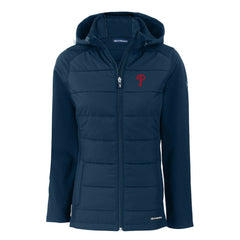 Philadelphia Phillies Cutter & Buck Women's Evoke Hybrid Eco Softshell Recycled Full-Zip Hoodie Jacket Discount