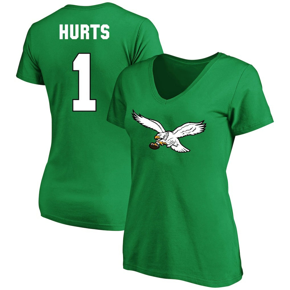 Jalen Hurts Philadelphia Eagles Women's Plus Size Fair Catch Name & Number Scoop Neck T-Shirt - Kelly Green - NFL