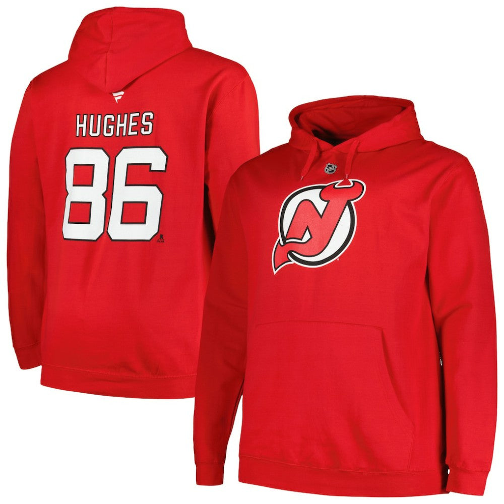 Jack Hughes New Jersey Devils Profile Big & Tall Name & Number Pullover Hoodie - Red | NHL sale