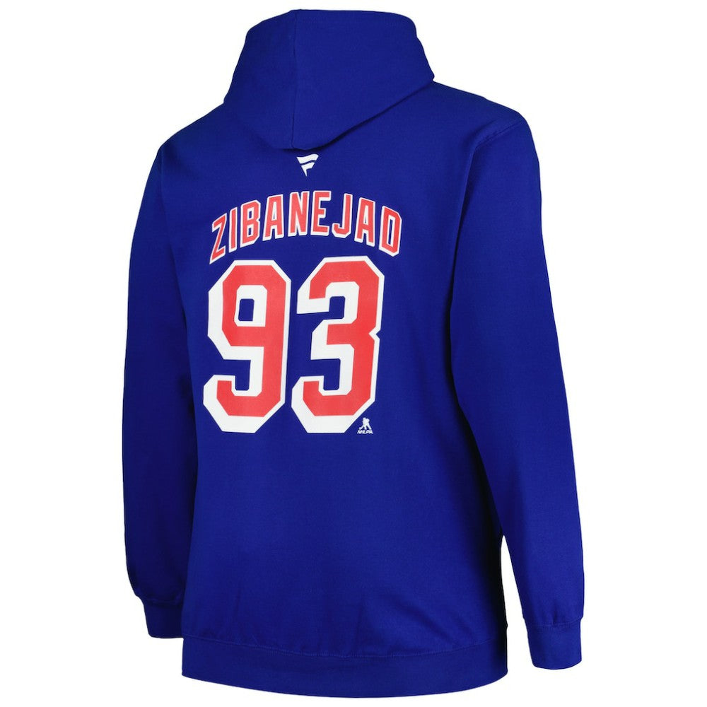 Mika Zibanejad New York Rangers Profile Big & Tall Name & Number Pullover Hoodie - Blue | NHL on sale