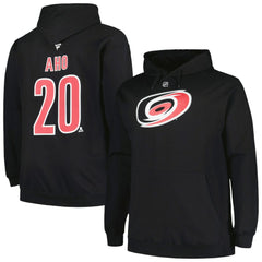 Sebastian Aho Carolina Hurricanes Profile Big & Tall Name & Number Pullover Hoodie - Black | NHL Lifestyle