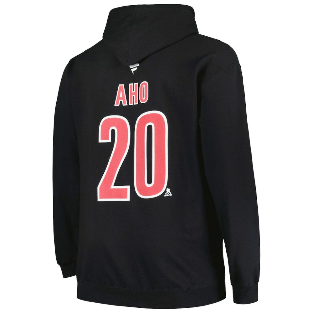 Sebastian Aho Carolina Hurricanes Profile Big & Tall Name & Number Pullover Hoodie - Black | NHL Lifestyle