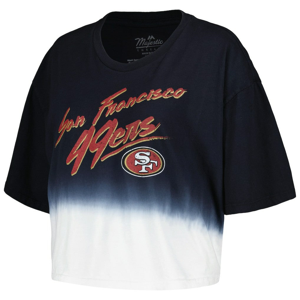 Christian McCaffrey San Francisco 49ers Majestic Threads Women's Dip-Dye Player Name & Number Crop Top - Black/White - NFL