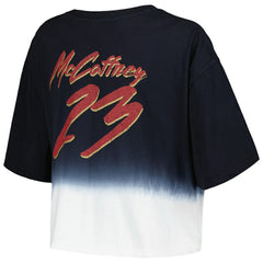 Christian McCaffrey San Francisco 49ers Majestic Threads Women's Dip-Dye Player Name & Number Crop Top - Black/White - NFL