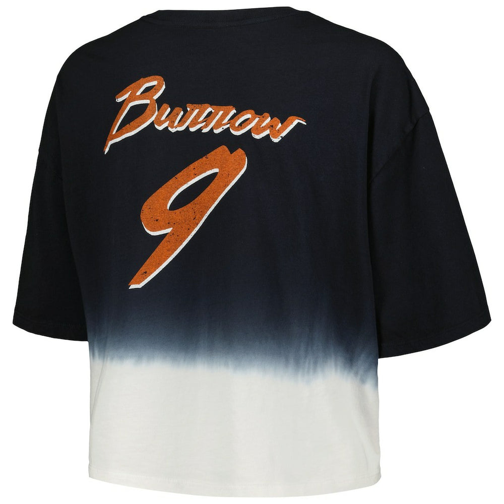 Joe Burrow Cincinnati Bengals Majestic Threads Women's Dip-Dye Player Name & Number Crop Top - Black/White - NFL