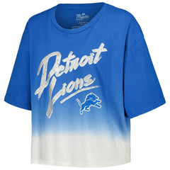 Aidan Hutchinson Detroit Lions Majestic Threads Women's Dip-Dye Player Name & Number Crop Top - Blue/White - NFL