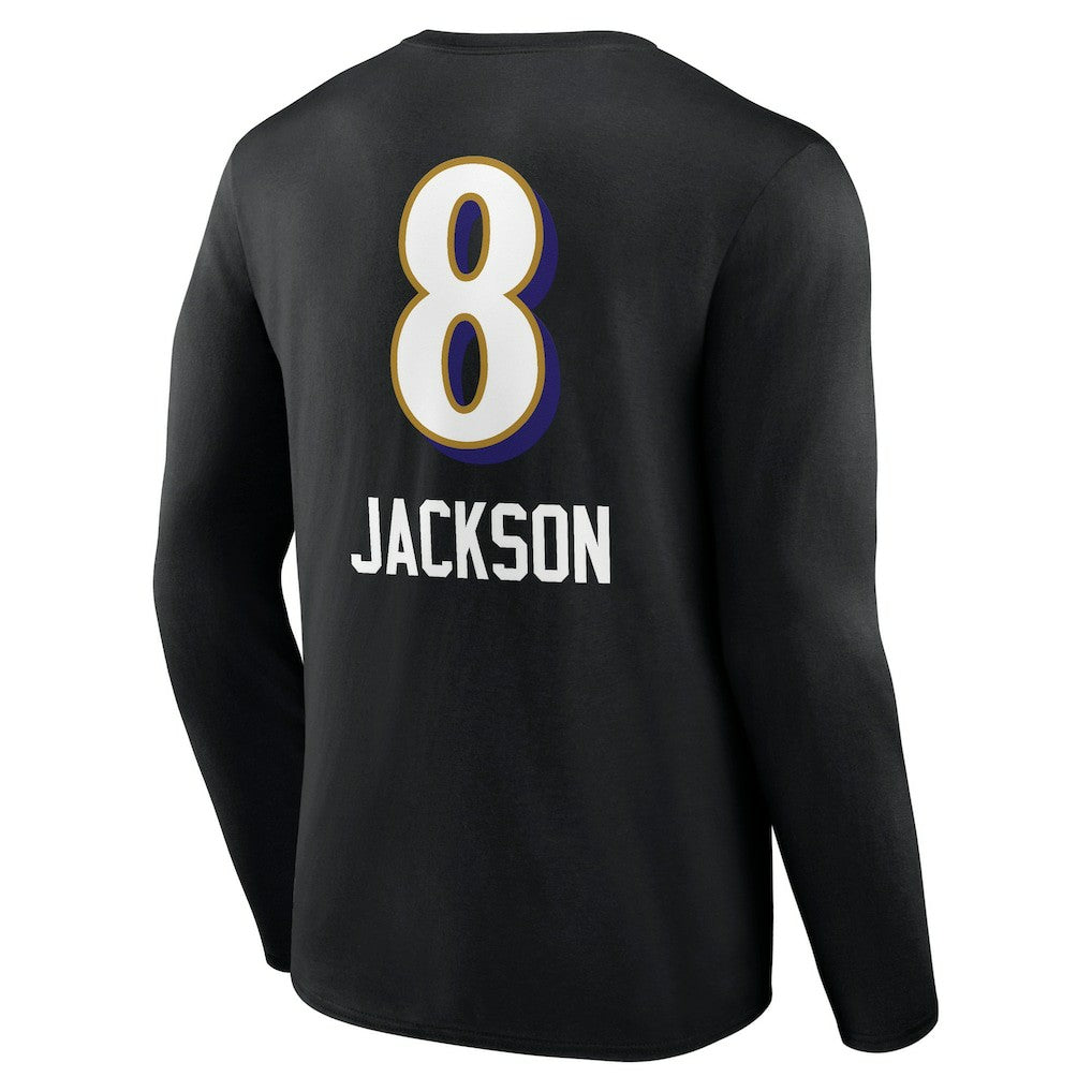 Lamar Jackson Baltimore Ravens Team Wordmark Long Sleeve T-Shirt - Black - NFL